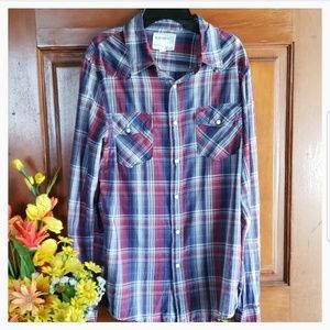 Plaid Long Sleeved Collared Button Down Blouse